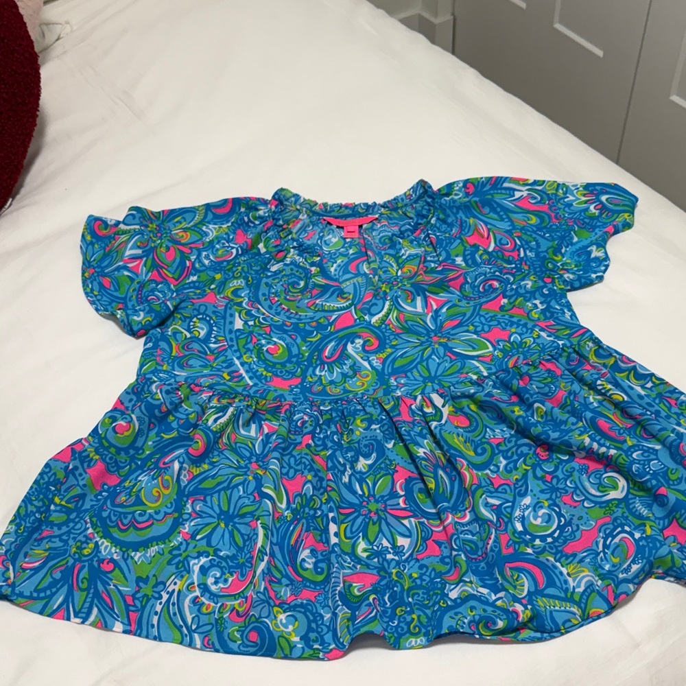 Lilly Pulitzer Women’s Blue and Pink Floral Blouse